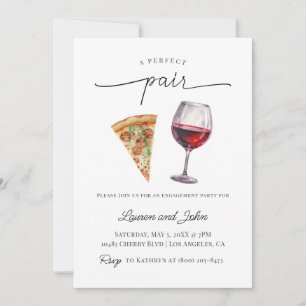 Perfekte Pair Wine Pizza Engagement Party Dusche Einladung