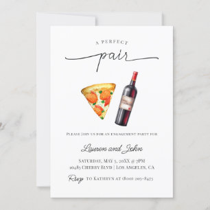 Perfekte Pair Wine Pizza Engagement Party Dusche Einladung
