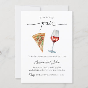 Perfekte Pair Wine Pizza Engagement Party Dusche Einladung