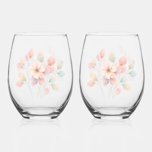 Perfekte Pastell-Blumen Weinglas Ohne Stiel