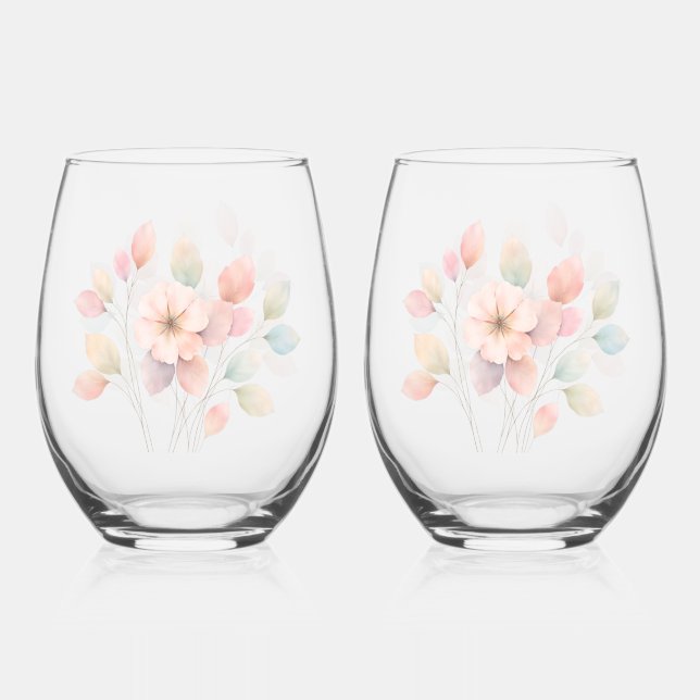Perfekte Pastell-Blumen Weinglas Ohne Stiel (Vorderseite)