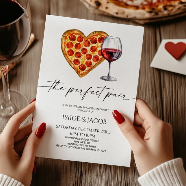 Perfekte Pizza Wine Wedding Party Einladung (Von Creator hochgeladen)