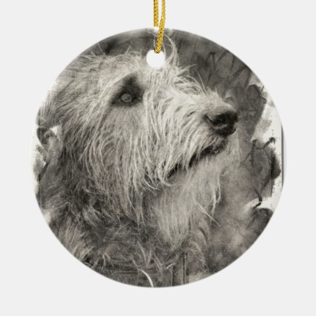 Perfekte Pose des irischen Wolfhound Keramikornament (Vorne)