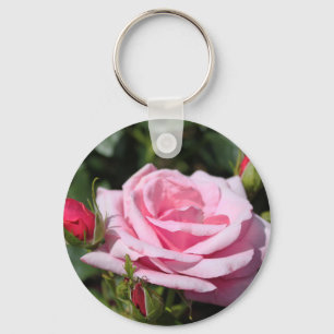 perfekte Rosa Rosa Blume und Knospen Foto Schlüsselanhänger