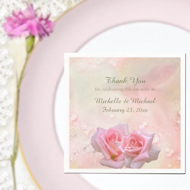 Perfekte rosa Rosen Hochzeit  Serviette (Von Creator hochgeladen)