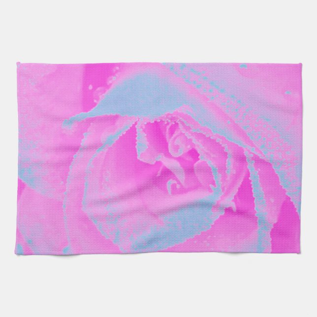 Perfekte Rose für Hot Pink und Light Blue Geschirrtuch (Horizontal)