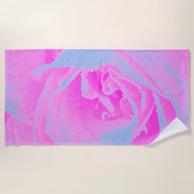Perfekte Rose für Hot Pink und Light Blue Strandtuch (Vorderseite)