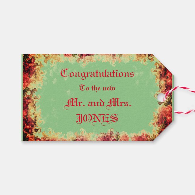 Perfekte Rose - Geschenktafeln für Hochzeiten Geschenkanhänger (Vorderseite (Horizontal))