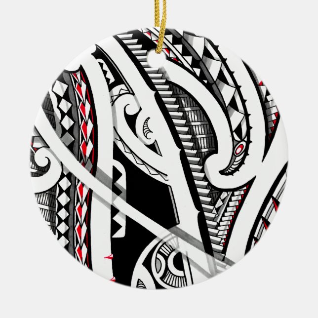 Perfekte Stammes- polynesische/Maori- Keramik Ornament (Vorne)