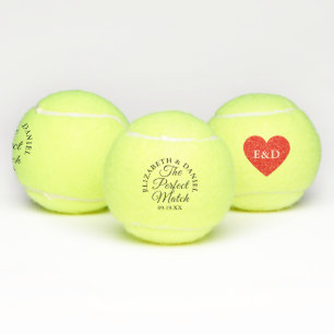 Perfekte Übereinstimmung Herz Monogramm Hochzeitsg Tennisbälle