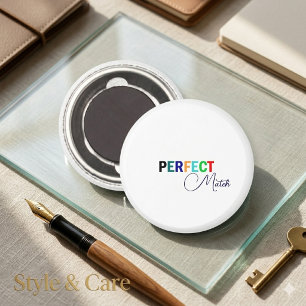 Perfekte Übereinstimmung Stylische Schrift Magnet