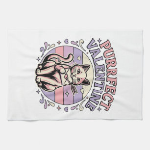 Perfekte Valentinskatze Valentinstag Liebe Vintage Geschirrtuch