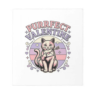 Perfekte Valentinskatze Valentinstag Liebe Vintage Notizblock