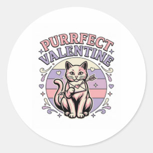 Perfekte Valentinskatze Valentinstag Liebe Vintage Runder Aufkleber