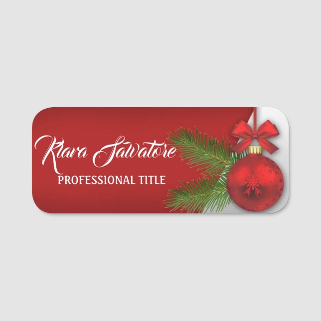 Perfekte Weihnachts-Rote Ornamente Namensschild (Vorderseite)