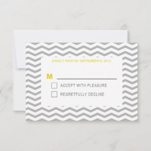 Perfekte Zickzack Typografie - Gelbe und Graue Hoc RSVP Karte
