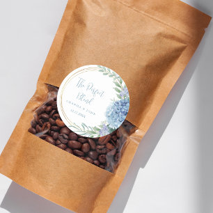 Perfekter Blend Blue Blume Hochzeitskaffee Runder Aufkleber