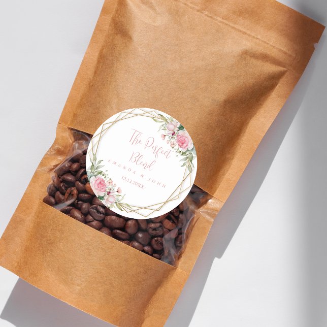 Perfekter Blend Blume Hochzeitskaffee Runder Aufkleber (Von Creator hochgeladen)