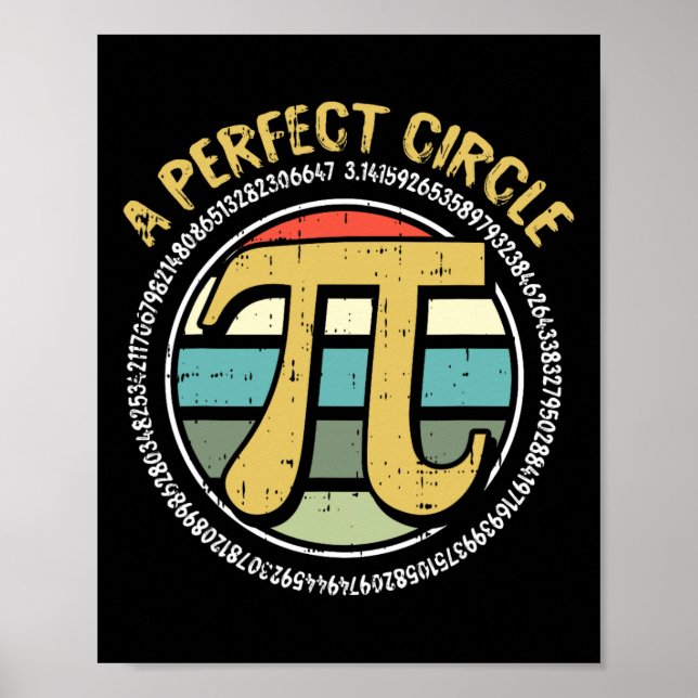 Perfekter Circle Pi Day Retro Math Symbol Nummer Poster (Vorne)