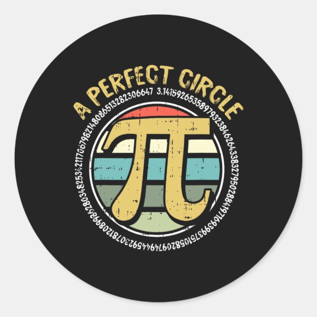 Perfekter Circle Pi Day Retro Math Symbol Nummer Runder Aufkleber (Vorderseite)
