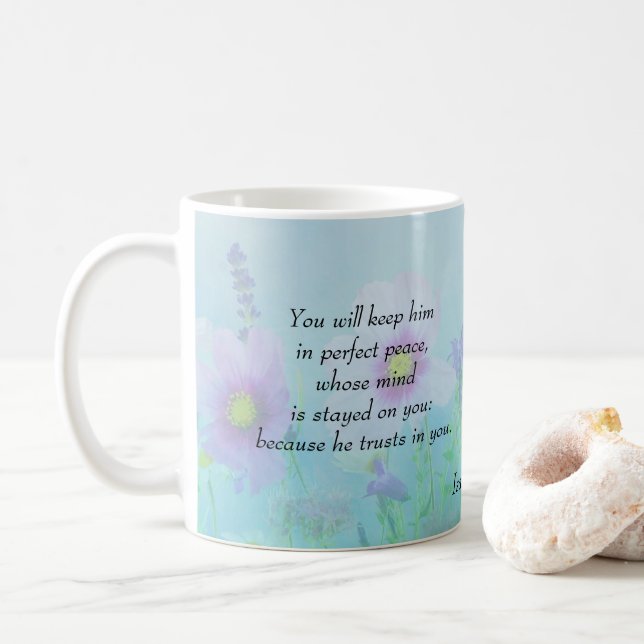 Perfekter Frieden, Isaiah 26:3 Tasse (Mit Donut)