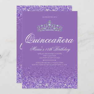 Perfekter lila Glitzer, Quinceanera Einladungen