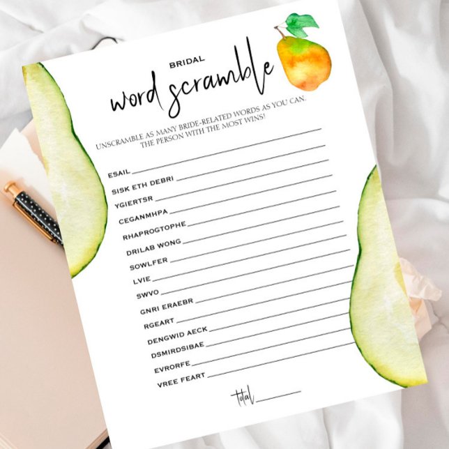 Perfekter Pear - Bridal Word Scramble Game (Von Creator hochgeladen)