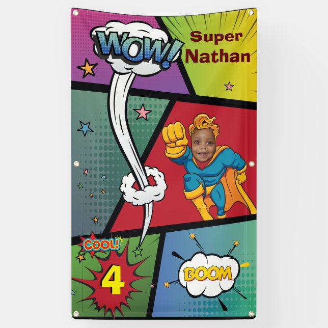 Perfekter Superhero Phantastisches Geburtstags-Fot Banner (Vertikal)