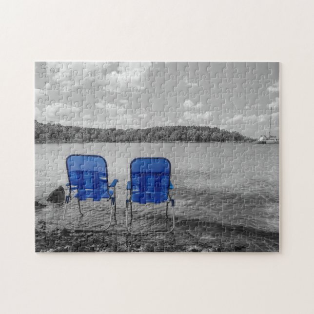 Perfekter Tag am Graustufen-See Puzzle (Horizontal)