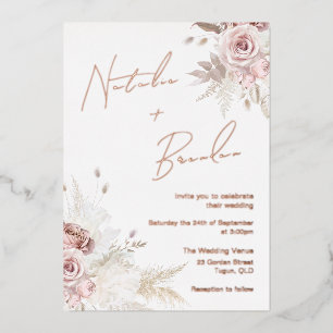 Perfekter Tag: Schöne Blush-Rose GoldWedding Folieneinladung