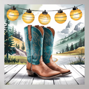 Perfekter Western Wall Art Cowboy Boots Country Poster