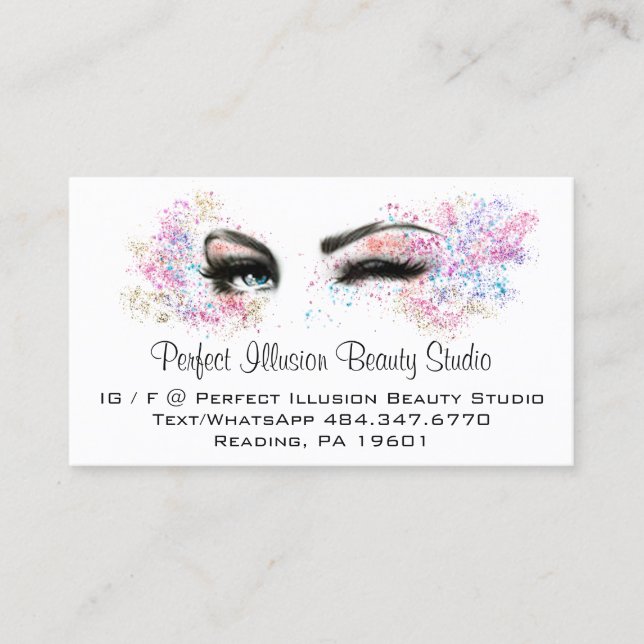 Perfektes Beauty Studio Services Lashes Makeup Visitenkarte (Vorderseite)