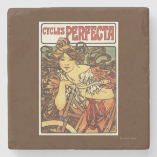 Perfektes Fahrrad mit Frauenwerbeposter Steinuntersetzer