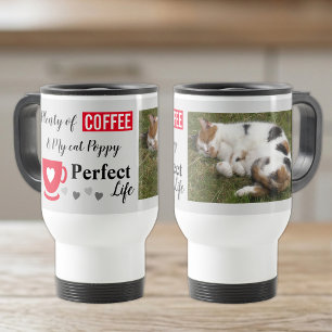 Perfektes Foto für Katzen und Kaffee, grau Reisebecher