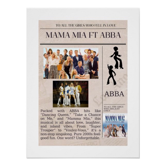 Perfektes Geschenk für eine ABBA und MAMA MIA FAN Poster (Vorderseite)