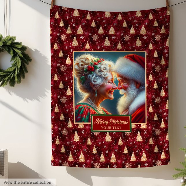 Perfektes Holiday Throw Blanket Burgundy Gold Sant Fleecedecke (Perfect Holiday Throw Blanket Burgundy Gold Santa Claus)