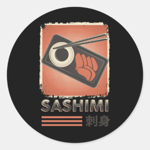 Perfektes japanisches Sashimi Food Vintager Stil Runder Aufkleber