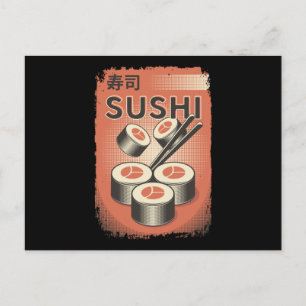 Perfektes japanisches Sushi Food Vintage Stilges Postkarte