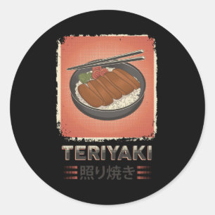 Perfektes japanisches Teriyaki Food   Vintager Sti Runder Aufkleber