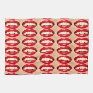 Perfektes Lächeln Femme Fatale Pop-Art Geschirrtuch