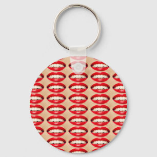 Perfektes Lächeln Femme Fatale Pop-Art Schlüsselanhänger