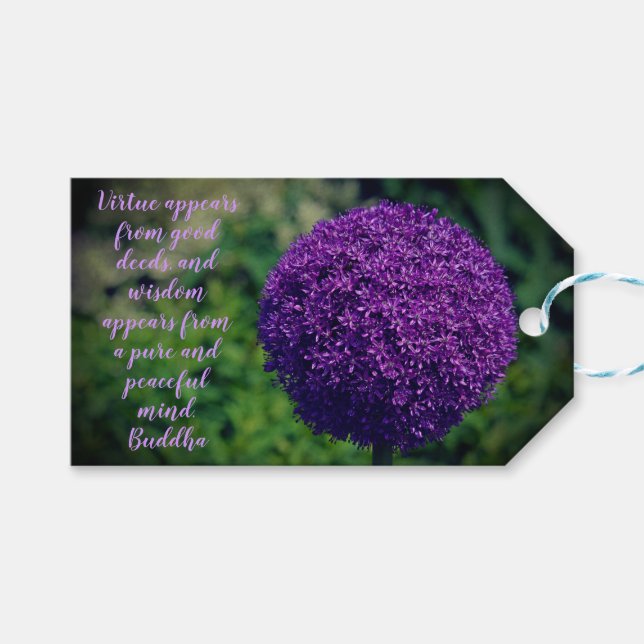 Perfektes Lila Angebot der Allium Blume Motivieren Geschenkanhänger (Vorderseite (Horizontal))