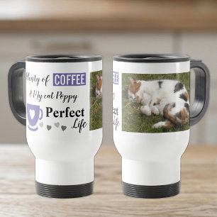Perfektes lila Foto für Katzen und Kaffee Reisebecher