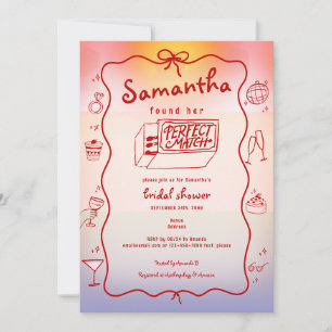Perfektes Match Doodle Sunset Coquette Brautparty Einladung