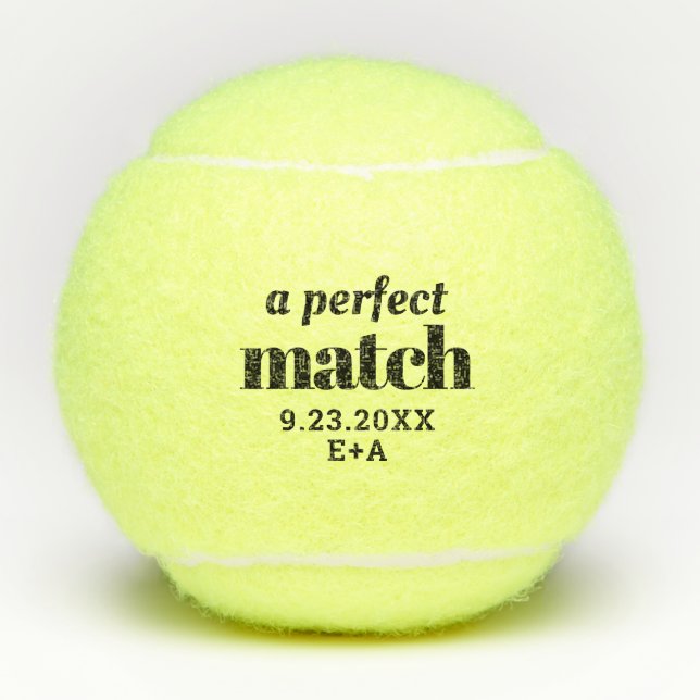 Perfektes Match Personalisierte Wedding Tennis Bal Tennisbälle (Vorderseite)