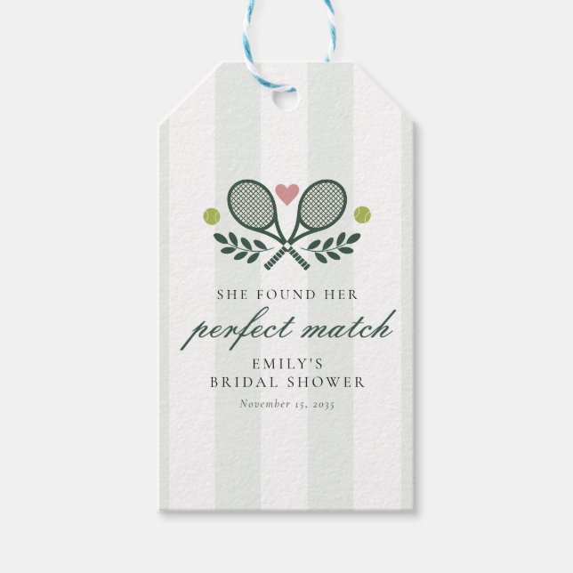 Perfektes Match Tennis Brautparty Geschenkanhänger (Vorderseite)