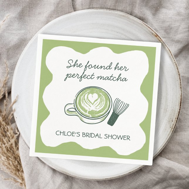 Perfektes Matcha Green Tea Cup & Whisk Brautparty Serviette (Perfect Matcha Green Tea Bachelorette Square Sticker)