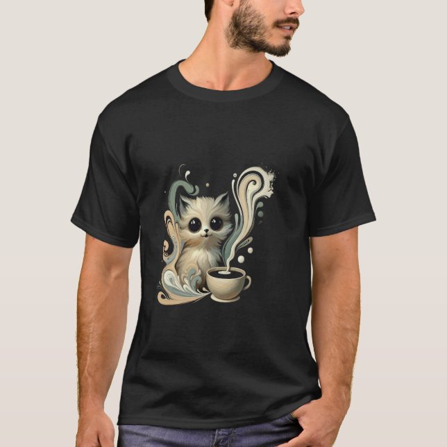 Perfektes Morgen süße Katze Kaffee T-Shirt (Vorderseite)