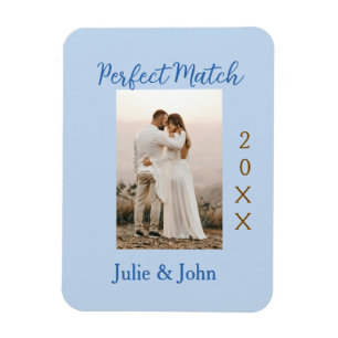 perfektes Paar-Foto Jahr Name blau trendy m Magnet