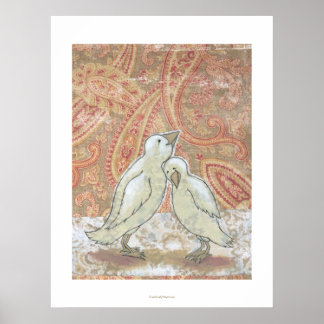 Perfektes Paar liebenswerte Vögel whimsical Kunst Poster
